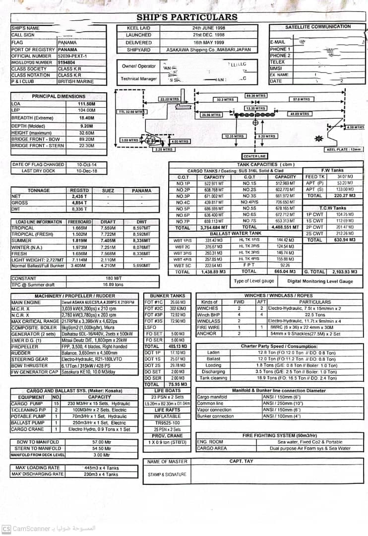 8336 T Scrapped Vessel For Sale